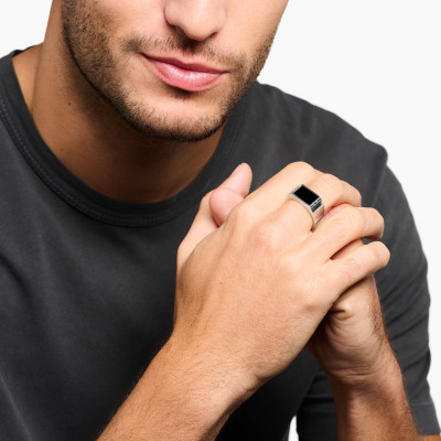 Bague rectangle Onyx & argent - TR2387-027-11 - Thomas Sabo