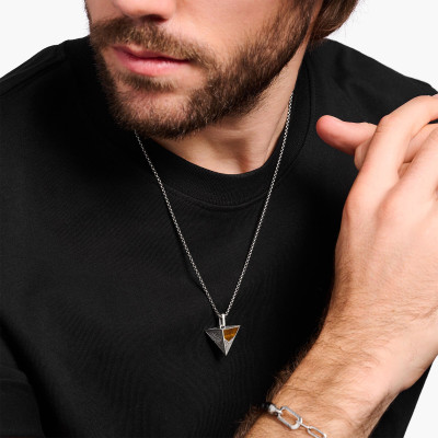 Pendentif Pyramide Pierres Œil-de-tigre & Onyx, Argent PE952-507-7 - Thomas Sabo