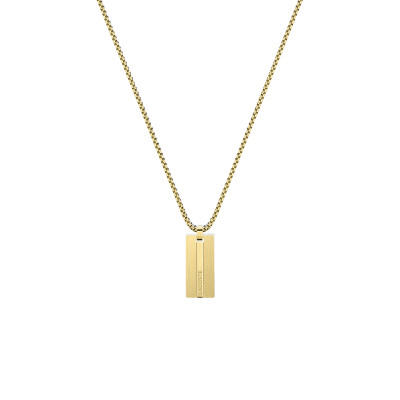 Collier Aventurer Plaque, Acier Doré - 2040090, 55,90 cm - Lacoste