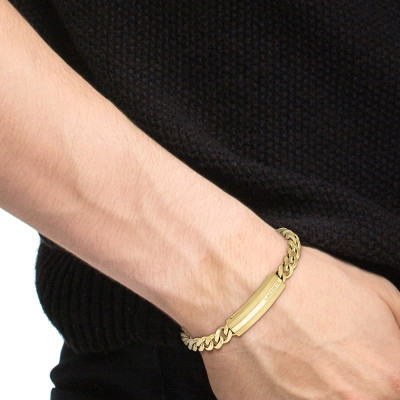 Bracelet Aventurer Plaque, Acier Doré - 2040092, 19 cm - Lacoste