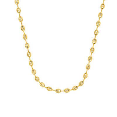 Chaîne Grain de Café Creuse, Or Jaune 750, 55 cm - Manillon