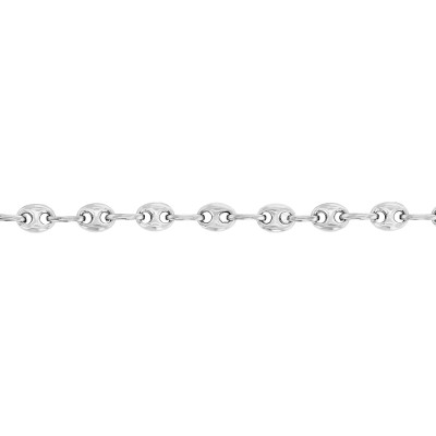 Chaîne Grain de Café Creuse, Or Blanc 750 - 60 cm - Manillon