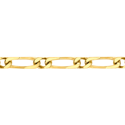 Chaine Maille Cheval Alternée Massive, Or Jaune 750, 50 cm - Manillon
