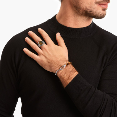 Bague Rebel Wolf, Argent 925 Zircones & Oeil de Tigre - TR2454-950-1 - Thomas Sabo