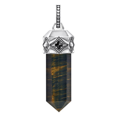 Pendentif Rebel Wolf Hexagone, Argent 925 & Oeil de Tigre - PE964-950-1 - Thomas Sabo