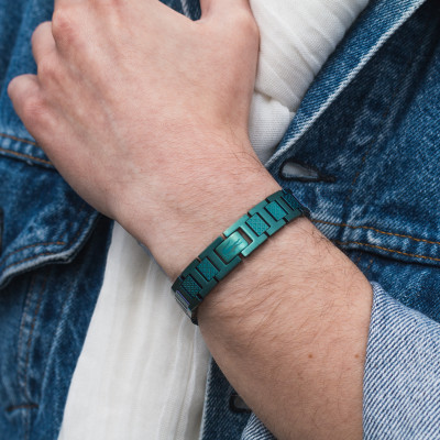 Bracelet Metropole "L" en Acier Vert - 2040420, 13 cm à 19 cm - Lacoste