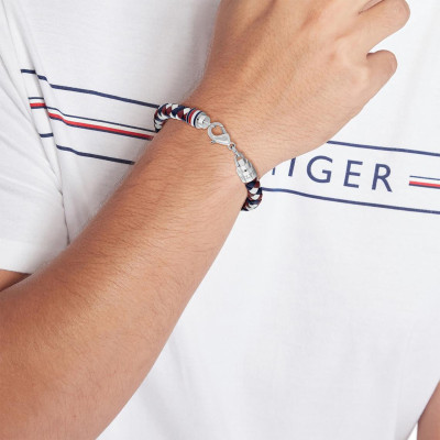 Bracelet Tyson Acier & Cuir Tricolore - 22790633, 19 cm - Tommy Hilfiger