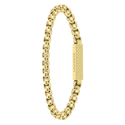 Bracelet Plaque L'Essentiel Acier Doré - 2040124, 19 cm - Lacoste