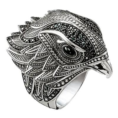 Bague Faucon, Argent 925 & Pierres Noires, TR2066-641-11 - Thomas Sabo